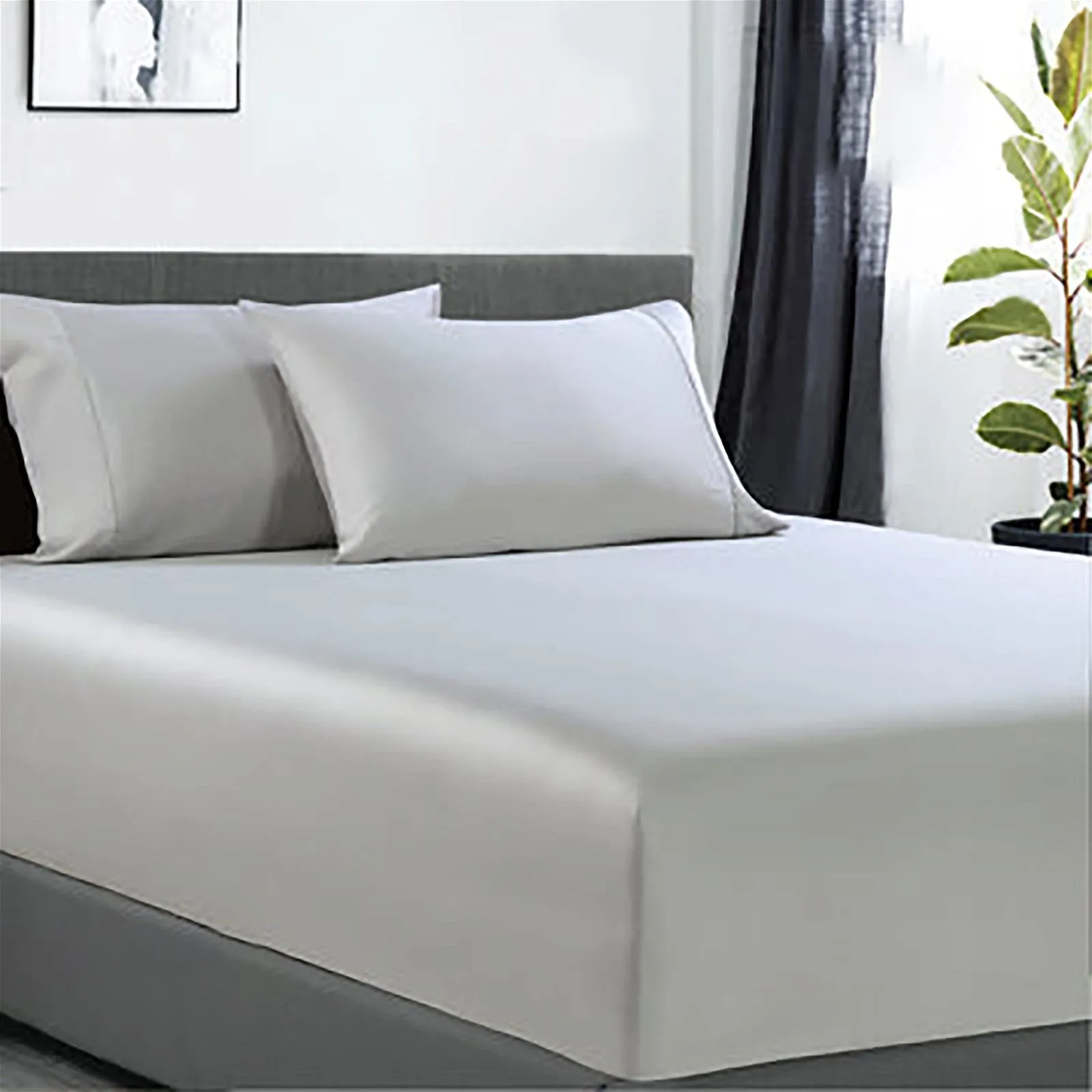 400 thread count bamboo cotton 1 fitted sheet with 2 pillowcases double silver