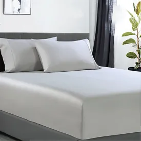 400 thread count bamboo cotton 1 fitted sheet with 2 pillowcases double silver