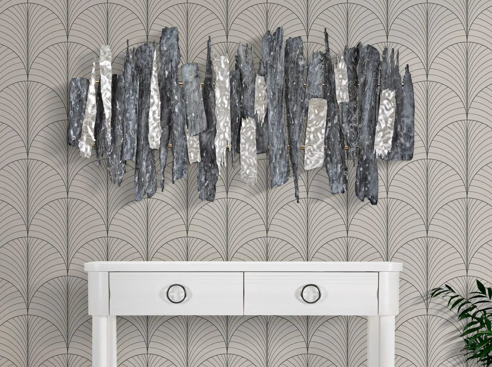 Abstract Metallic Hypnotic Lines Wall Decor