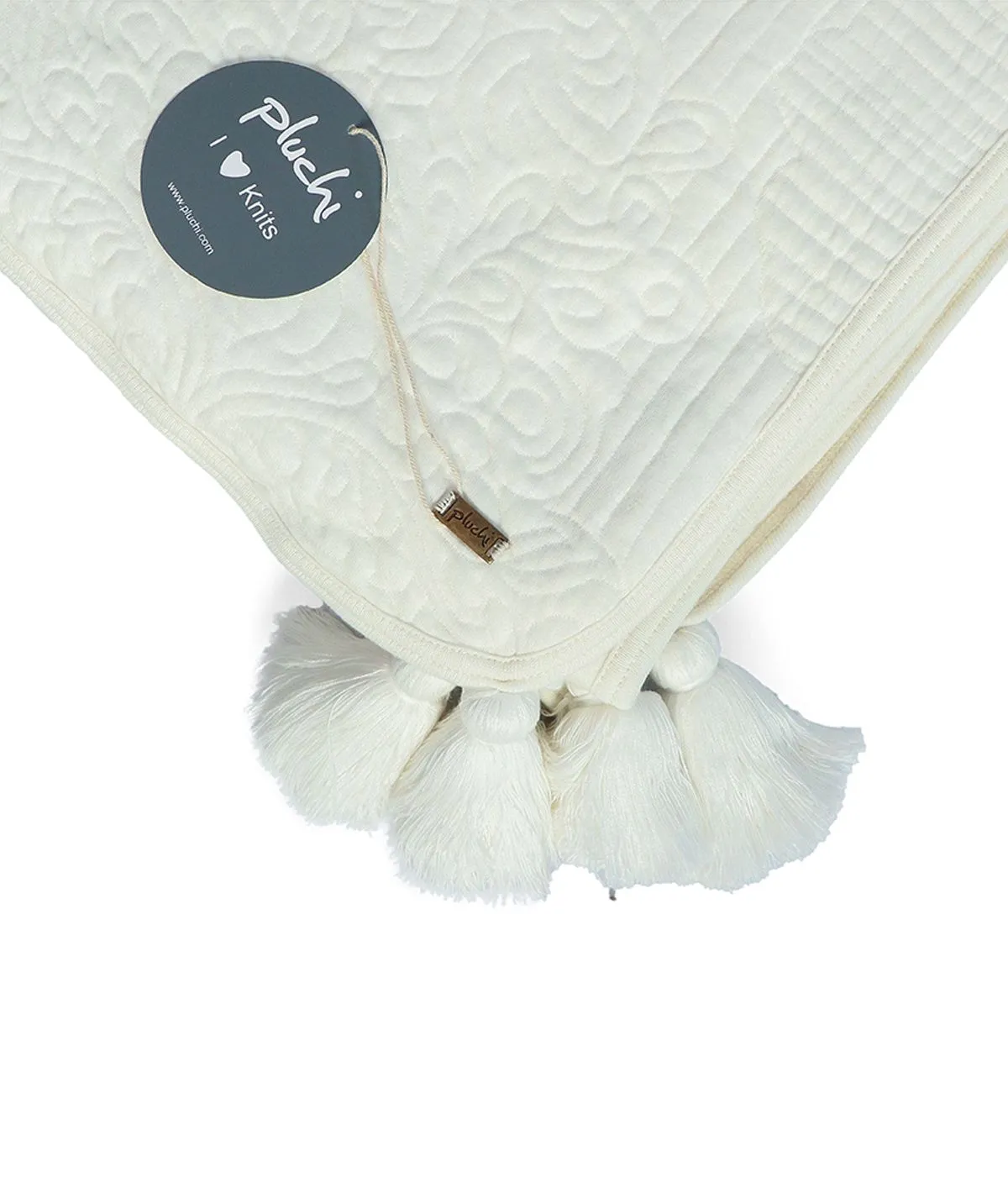 Antique Ivory Color 100% Cotton Knitted King Size Bed Cover with 2 Pillow Cover Set