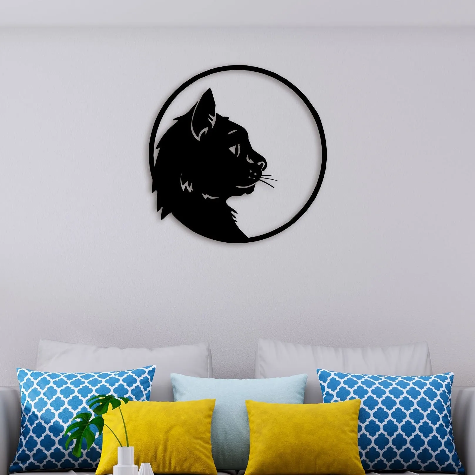 Cat Face Metal Wall Art