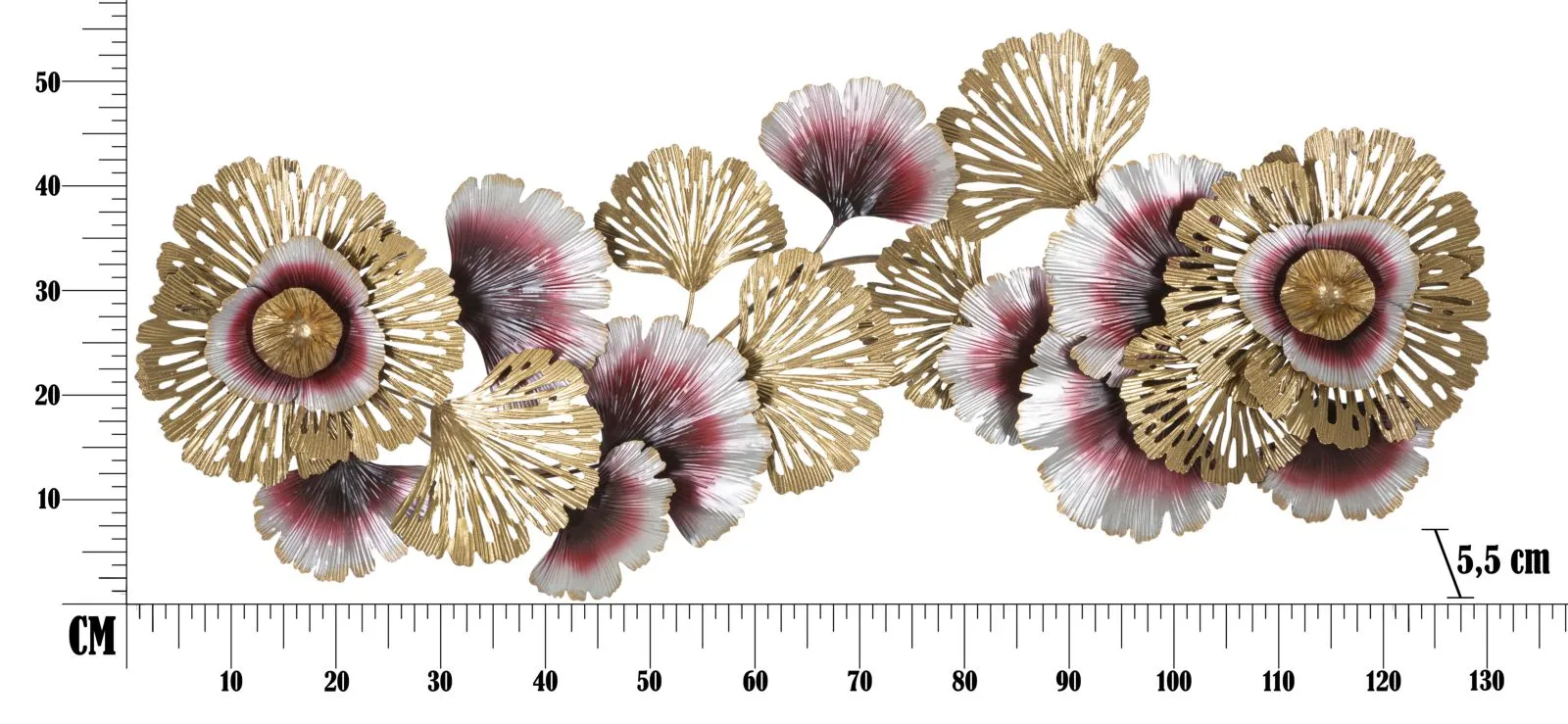 Golden & Red & Silver Flower Wall Decor