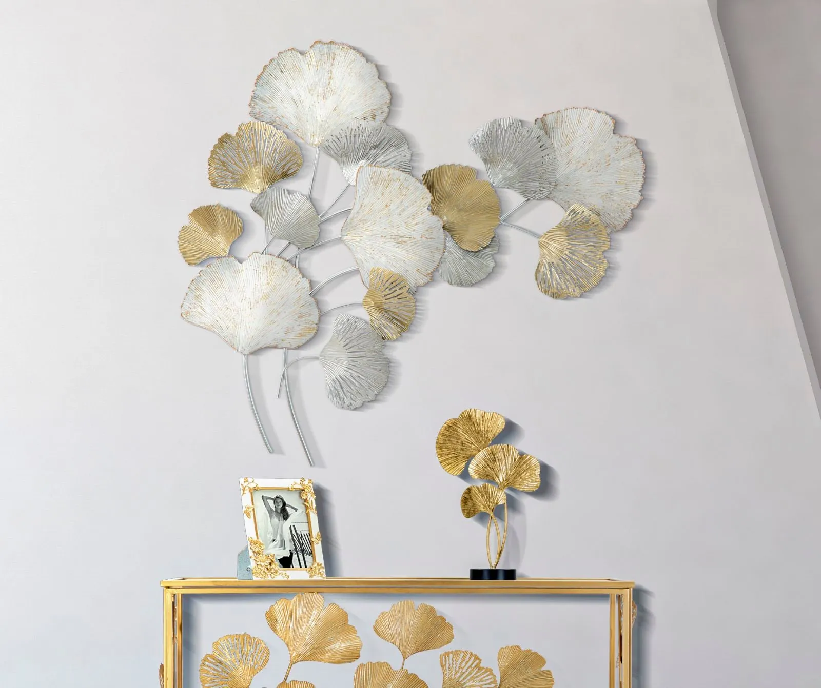 Golden & white Leaves Wall Decor
