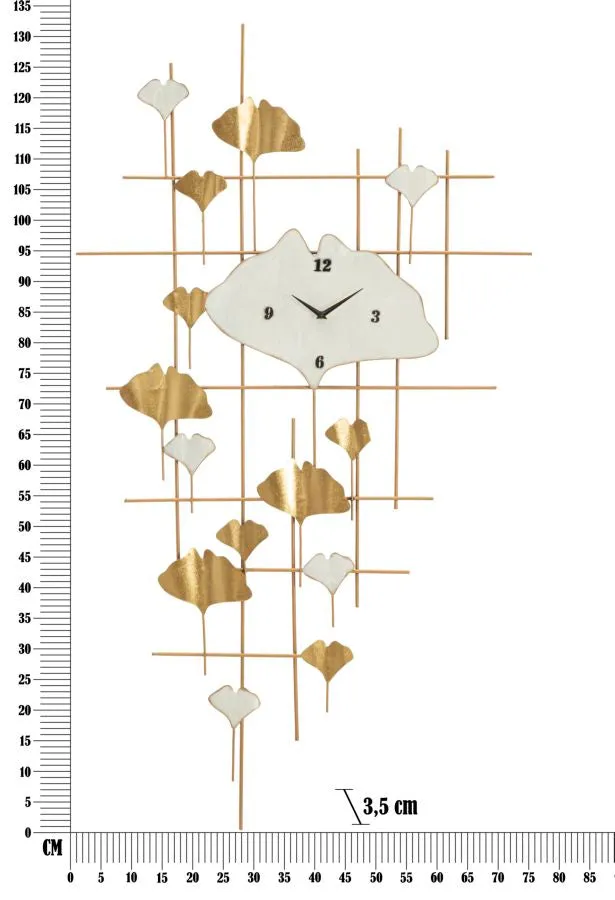 Golden Metal 3D Leaf Geometric Modern Wall Clock