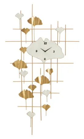 Golden Metal 3D Leaf Geometric Modern Wall Clock