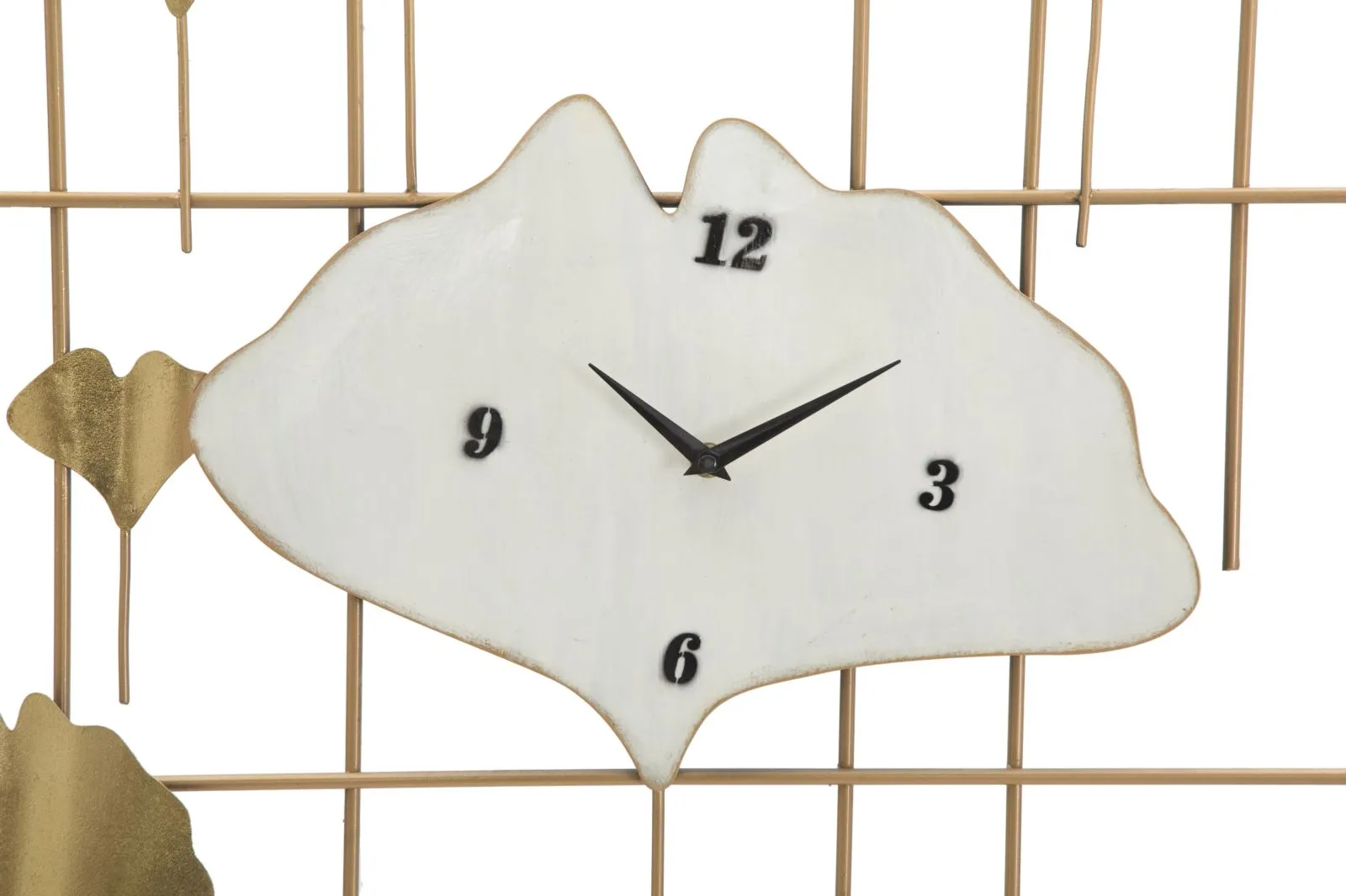 Golden Metal 3D Leaf Geometric Modern Wall Clock