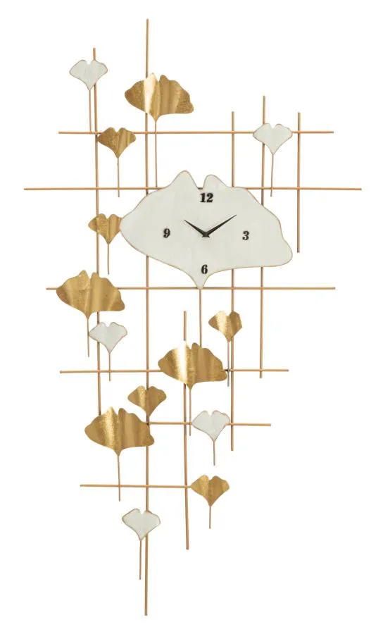Golden Metal 3D Leaf Geometric Modern Wall Clock