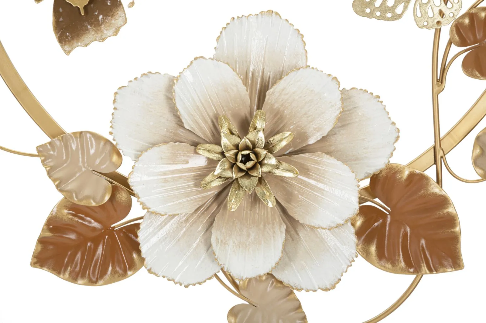 Metal Butterfly & Flower Wall Decor with Round Frame