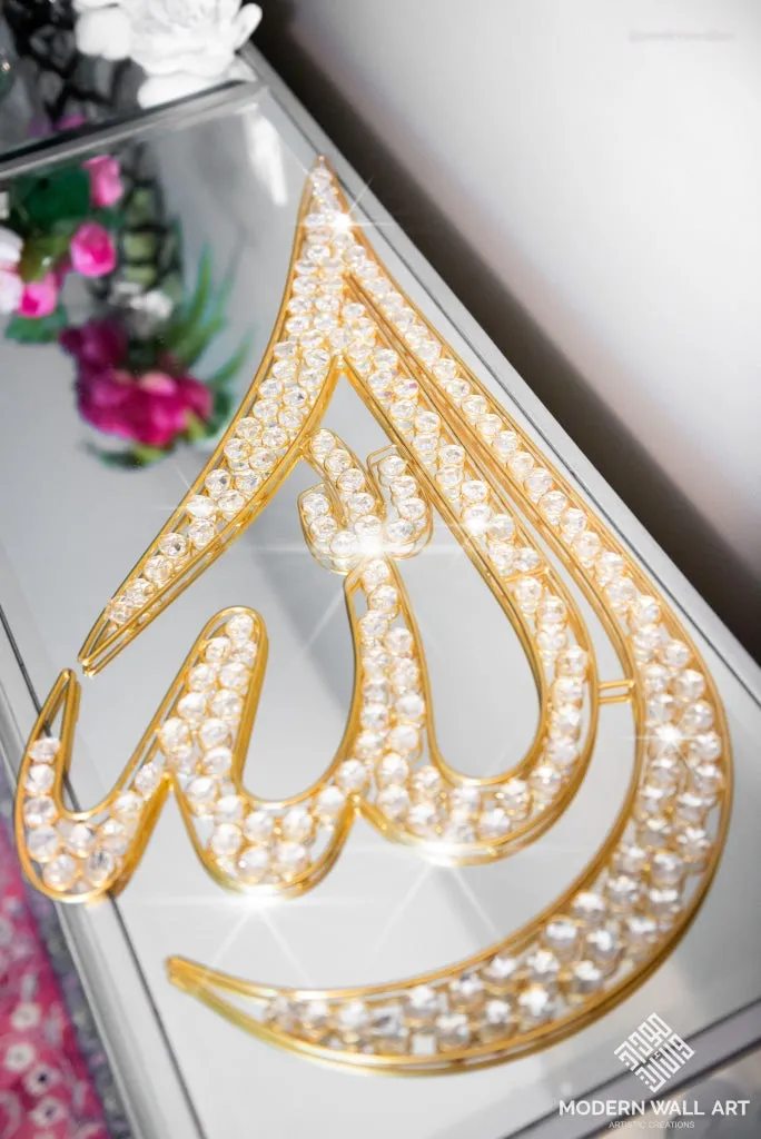 Teardrop Metal Wire Allah Art with Rhinestones (PRE-ORDER)