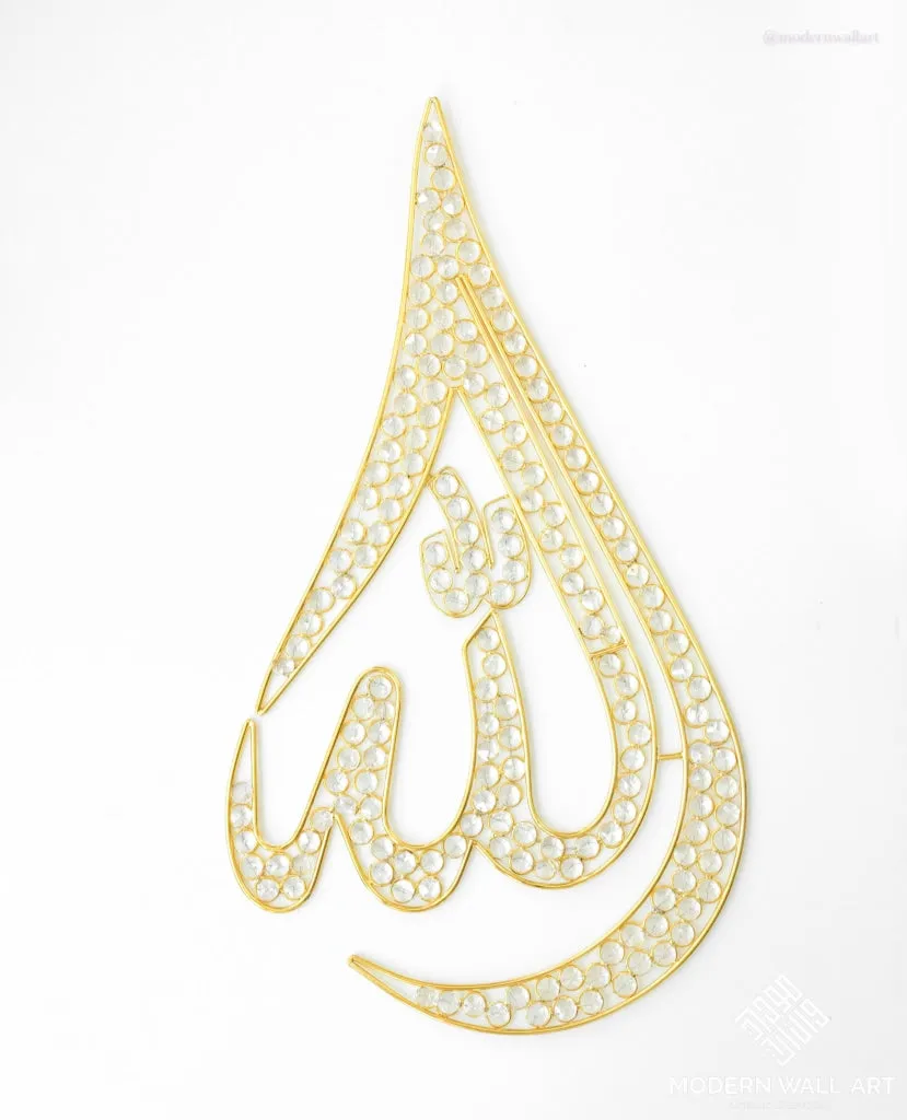 Teardrop Metal Wire Allah Art with Rhinestones (PRE-ORDER)